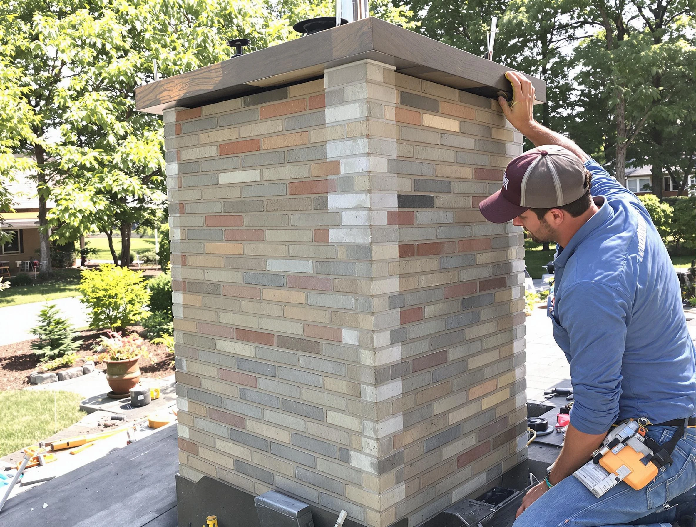 Toms River Chimney Sweep completing a modern chimney remodel in Toms River, NJ